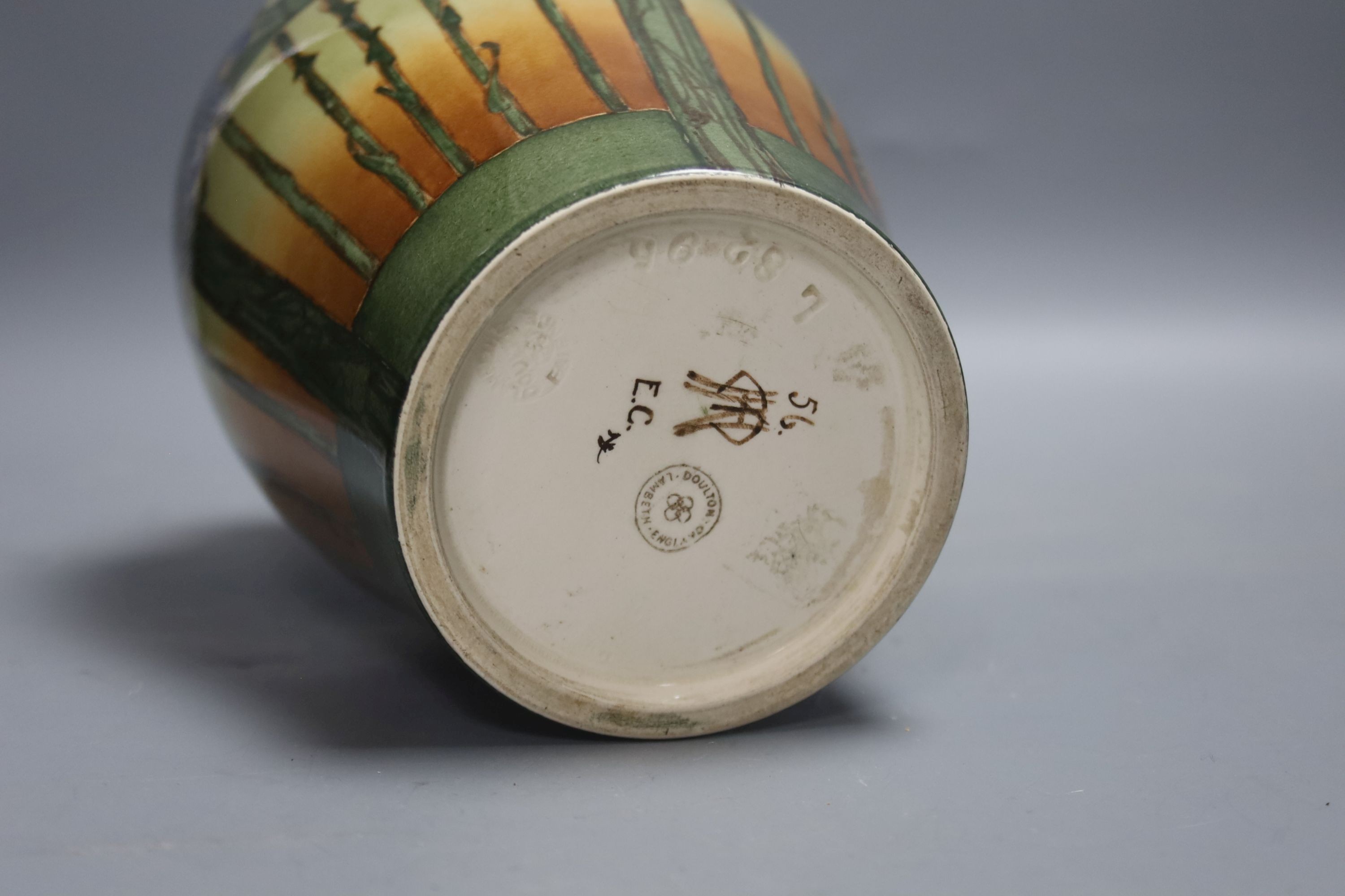 Margaret Armstrong, a floral Doulton Lambeth vase, 25cm
